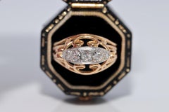 Antique Circa 1900s Handcrafted 18k Gold Natural Diamond Decorated Ring
