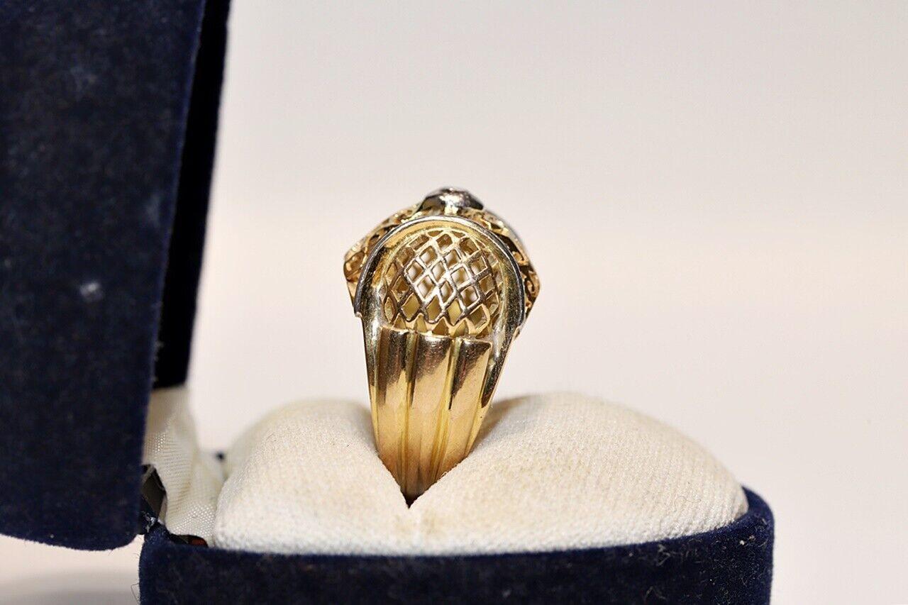 Victorian Antique Circa 1900s Handcrafted 18k Gold Natural Diamond Decorated Ring For Sale