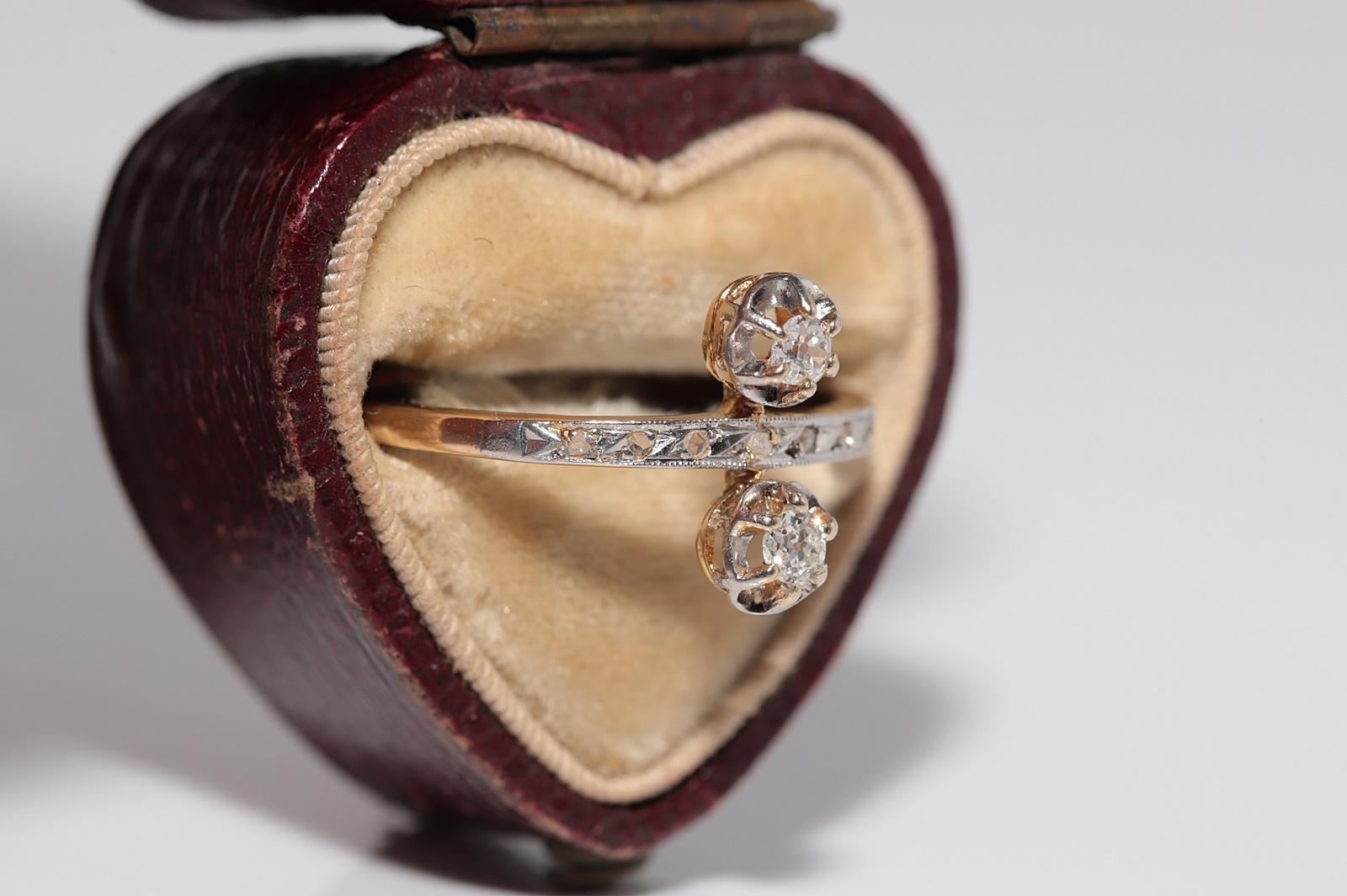 Victorien Ancienne bague artisanale des années 1900 en or 18 carats décorée de diamants naturels en vente