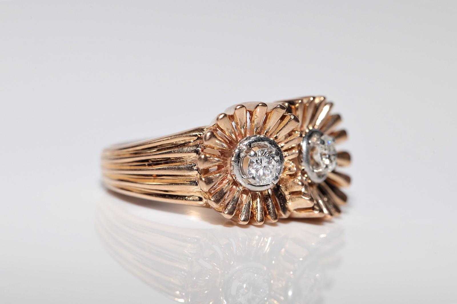 Taglio brillante Antico anello decorato con diamanti naturali in oro 18 ct. del 1900 CIRCA in vendita
