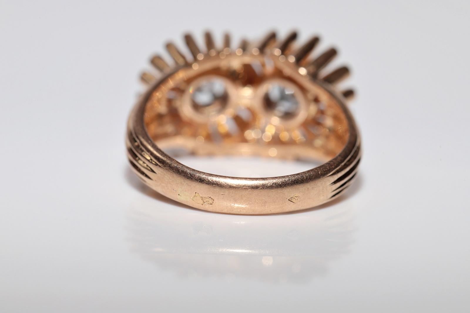 Donna Antico anello decorato con diamanti naturali in oro 18 ct. del 1900 CIRCA in vendita