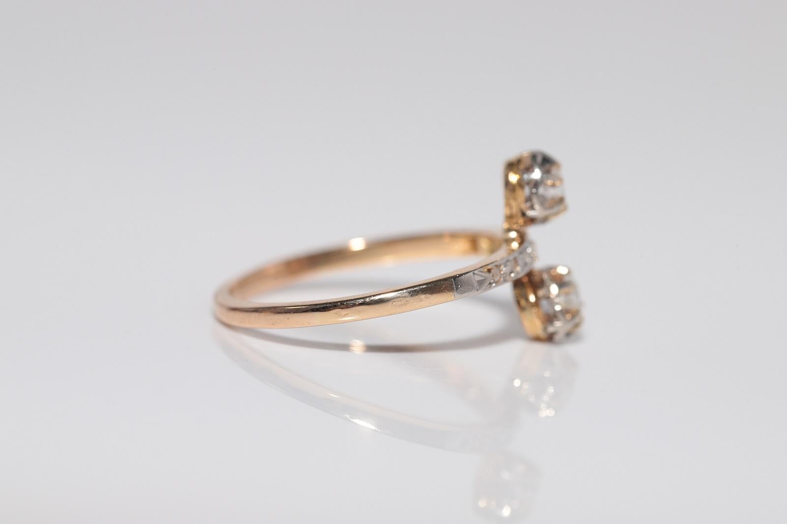 Ancienne bague artisanale des années 1900 en or 18 carats décorée de diamants naturels Pour femmes en vente