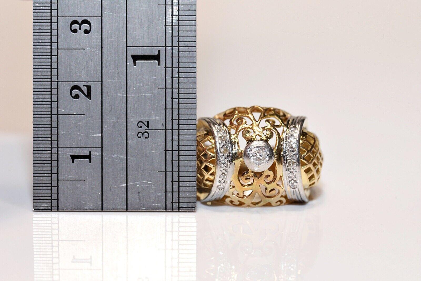 Antique Circa 1900s Handcrafted 18k Gold Natural Diamond Decorated Ring For Sale 1