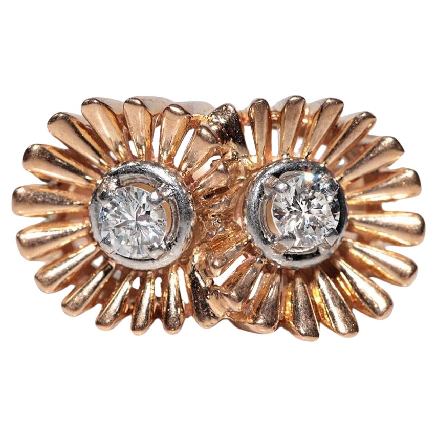 Ancienne bague artisanale des années 1900 en or 18 carats décorée de diamants naturels