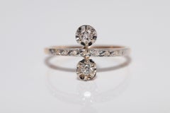 Antique Circa 1900s Handcrafted 18k Gold Natural Diamond Decorated Ring
