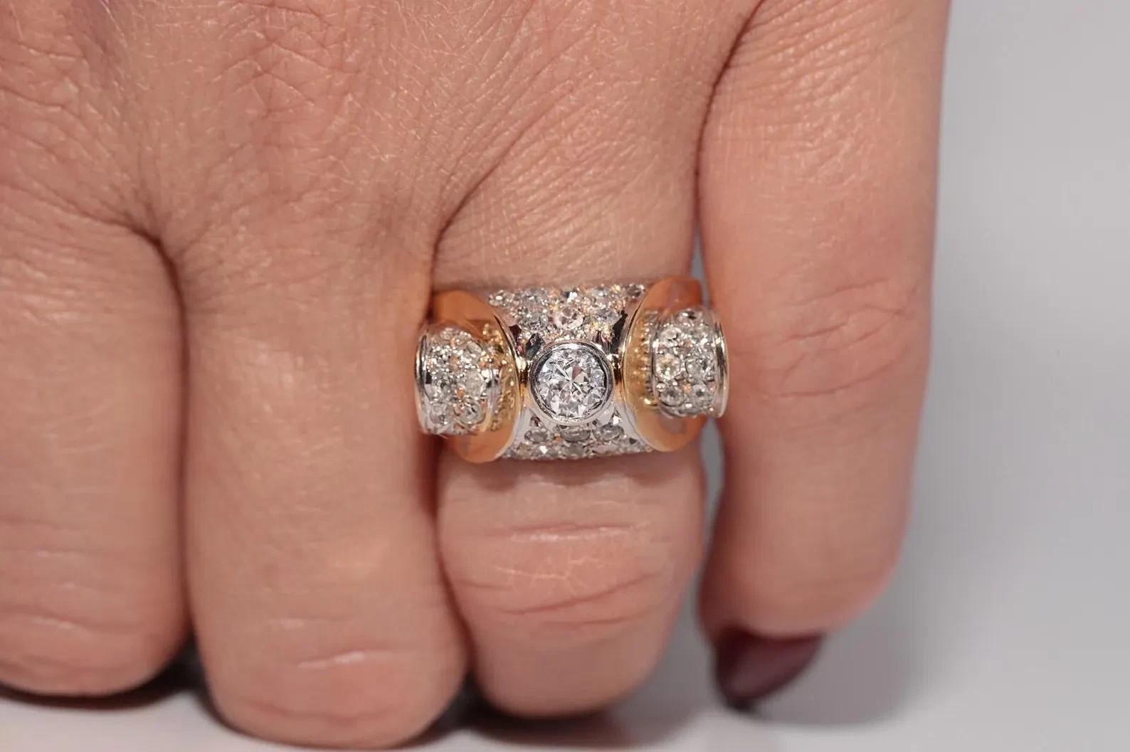 Antico anello con serbatoio decorato con diamanti naturali in oro 18 ct. del 1900 CIRCA In condizioni buone in vendita a Fatih/İstanbul, 34