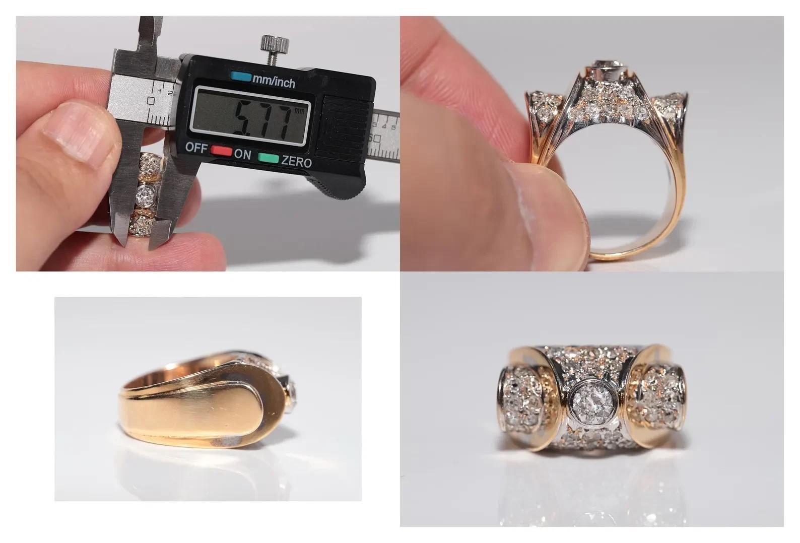 Antico anello con serbatoio decorato con diamanti naturali in oro 18 ct. del 1900 CIRCA in vendita 2