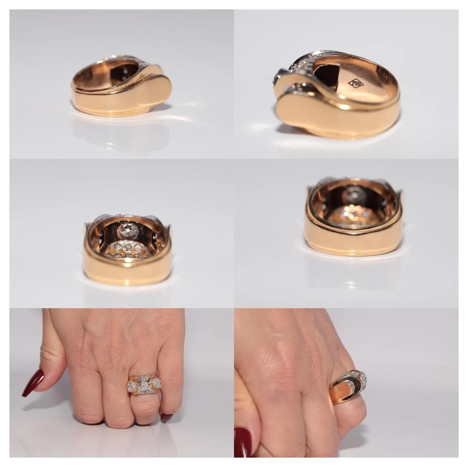 Antico anello con serbatoio decorato con diamanti naturali in oro 18 ct. del 1900 CIRCA in vendita 3