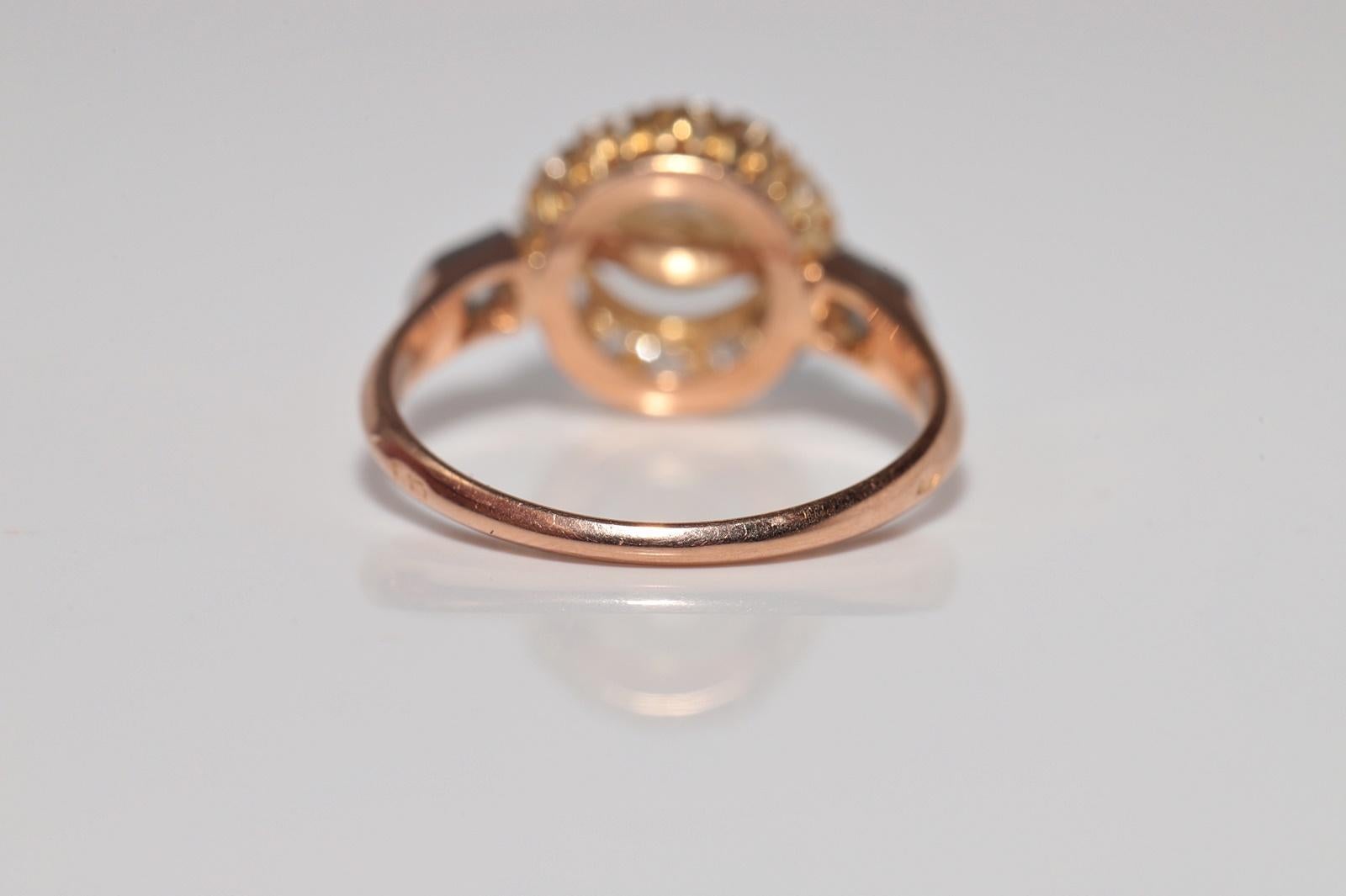 Antike CIRCA 1900s handgefertigt 18k Gold natürlichen alten Schliff Diamant und Perle Ring im Angebot 3