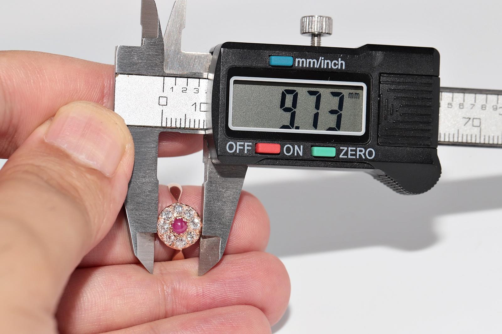 Bague ancienne en or 18k, circa 1900, faite à la main, diamant naturel taille ancienne et rubis en vente 11