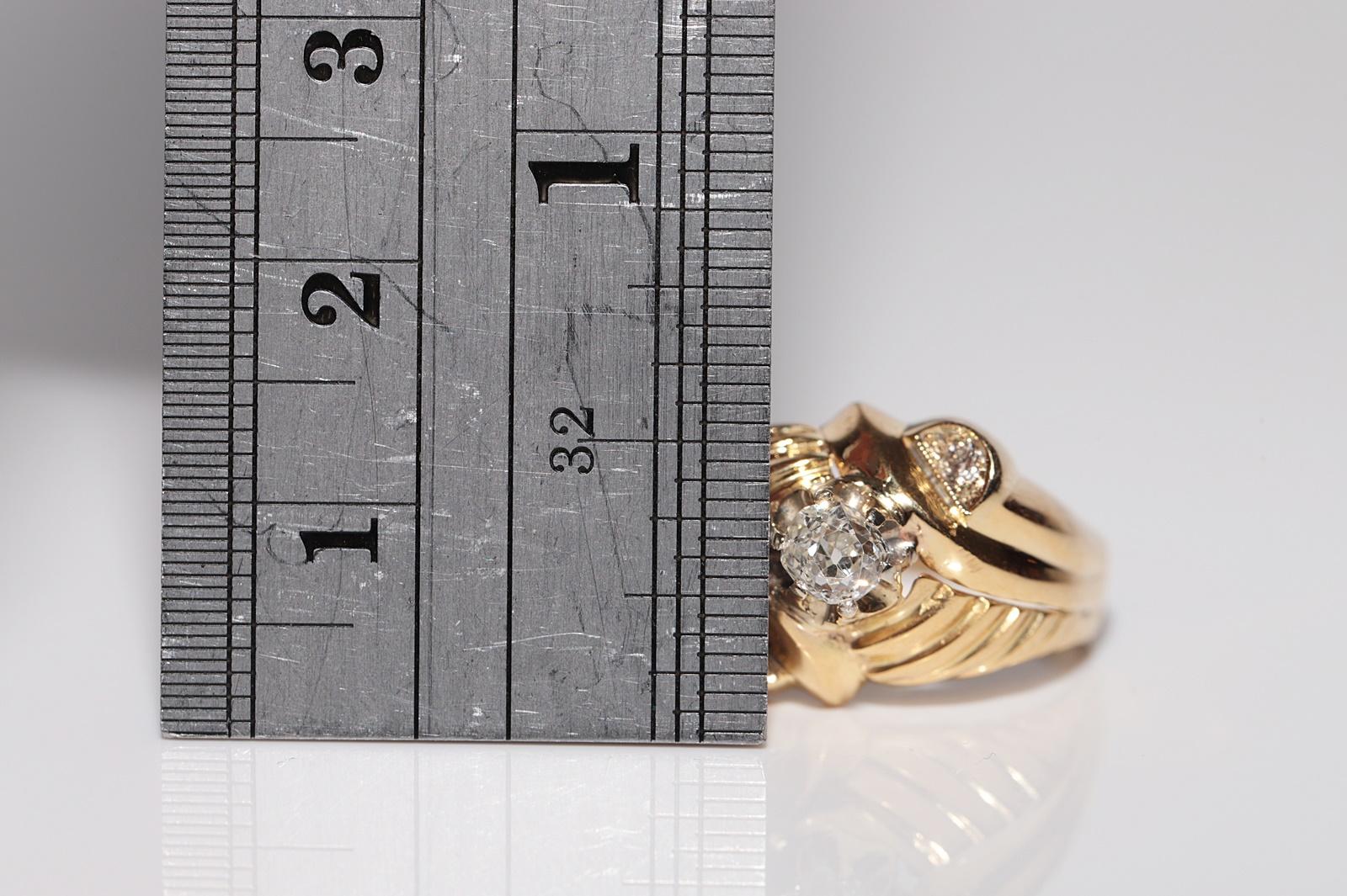 Anello antico CIRCA 1900 in oro 18 ct. con diamanti naturali taglio vecchio in vendita 4