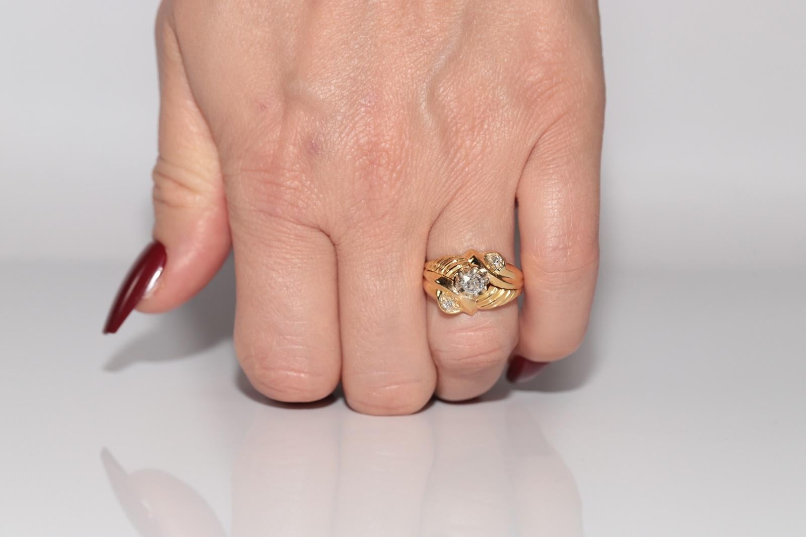 Anello antico CIRCA 1900 in oro 18 ct. con diamanti naturali taglio vecchio in vendita 8