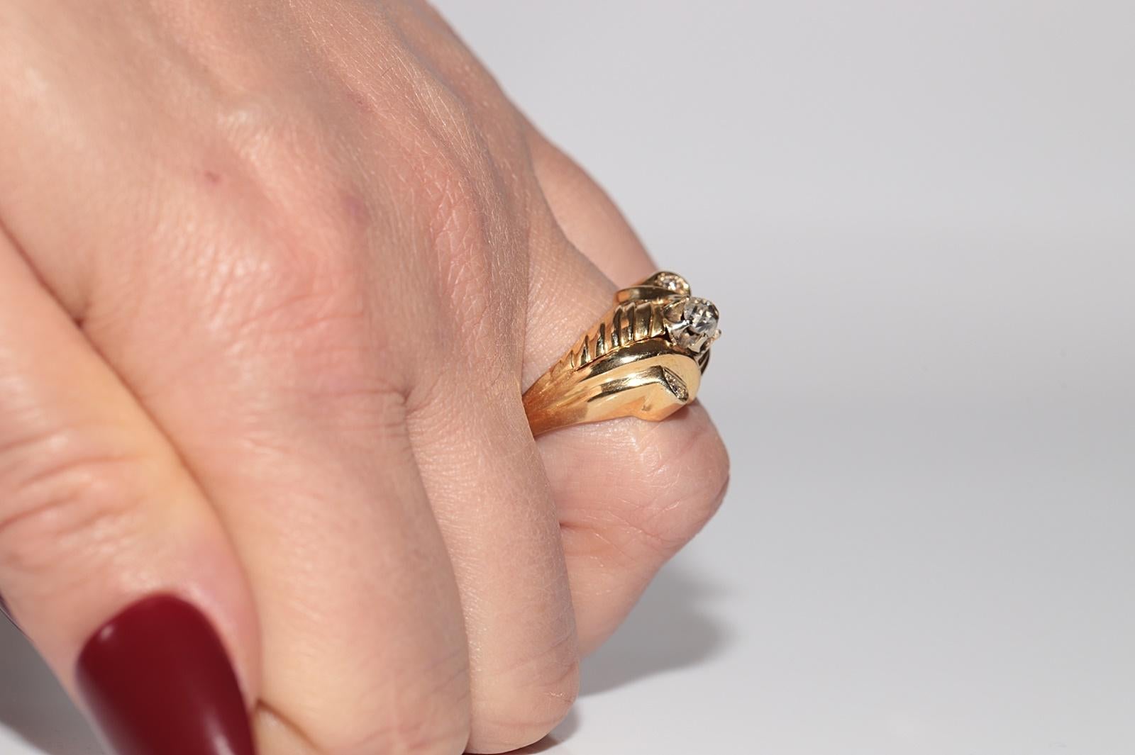 Anello antico CIRCA 1900 in oro 18 ct. con diamanti naturali taglio vecchio in vendita 10