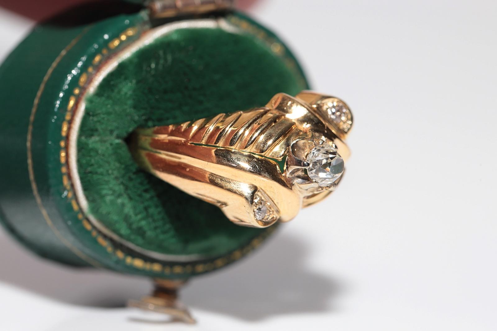 Vittoriano Anello antico CIRCA 1900 in oro 18 ct. con diamanti naturali taglio vecchio in vendita