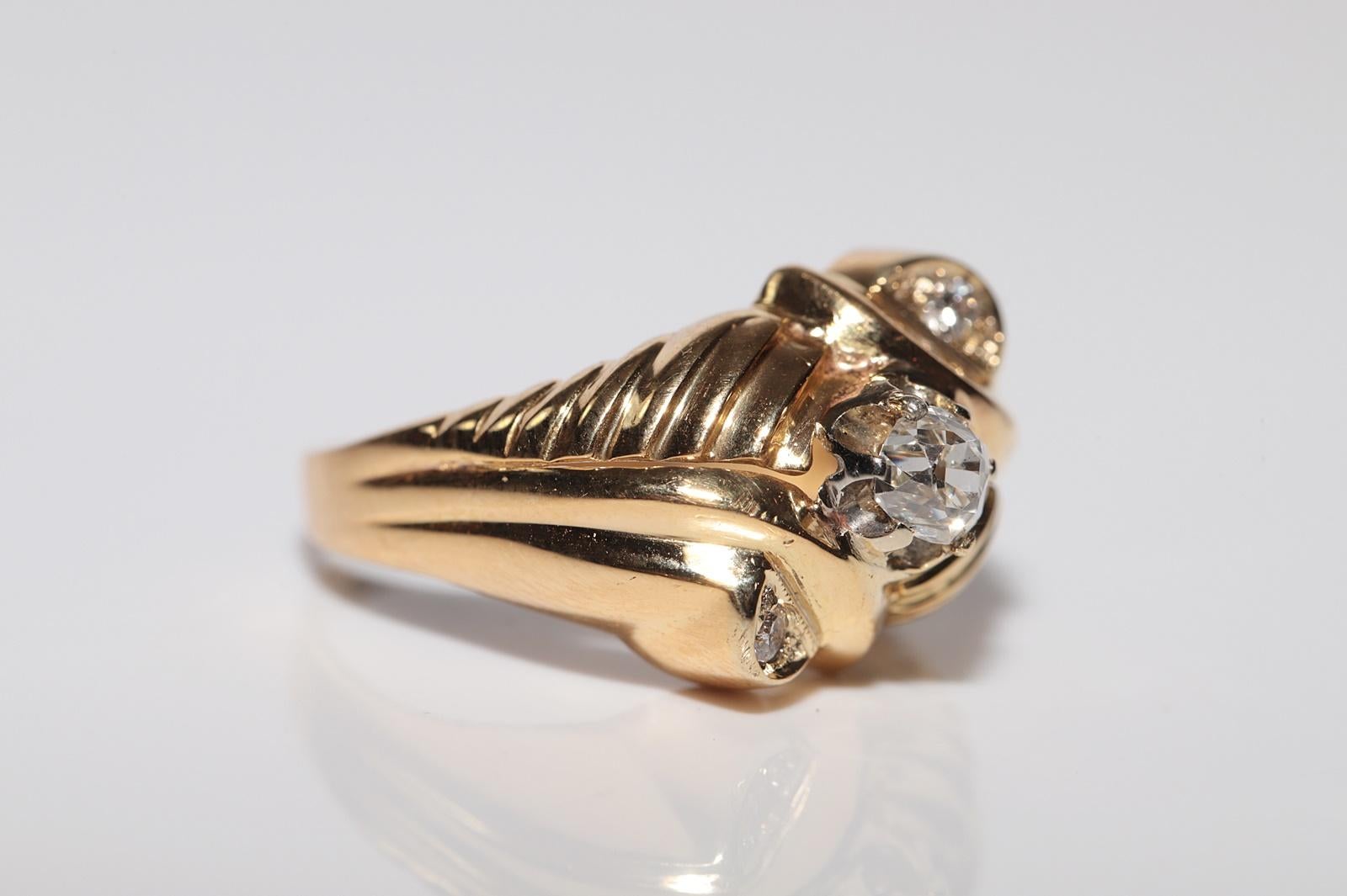 Anello antico CIRCA 1900 in oro 18 ct. con diamanti naturali taglio vecchio In condizioni buone in vendita a Fatih/İstanbul, 34
