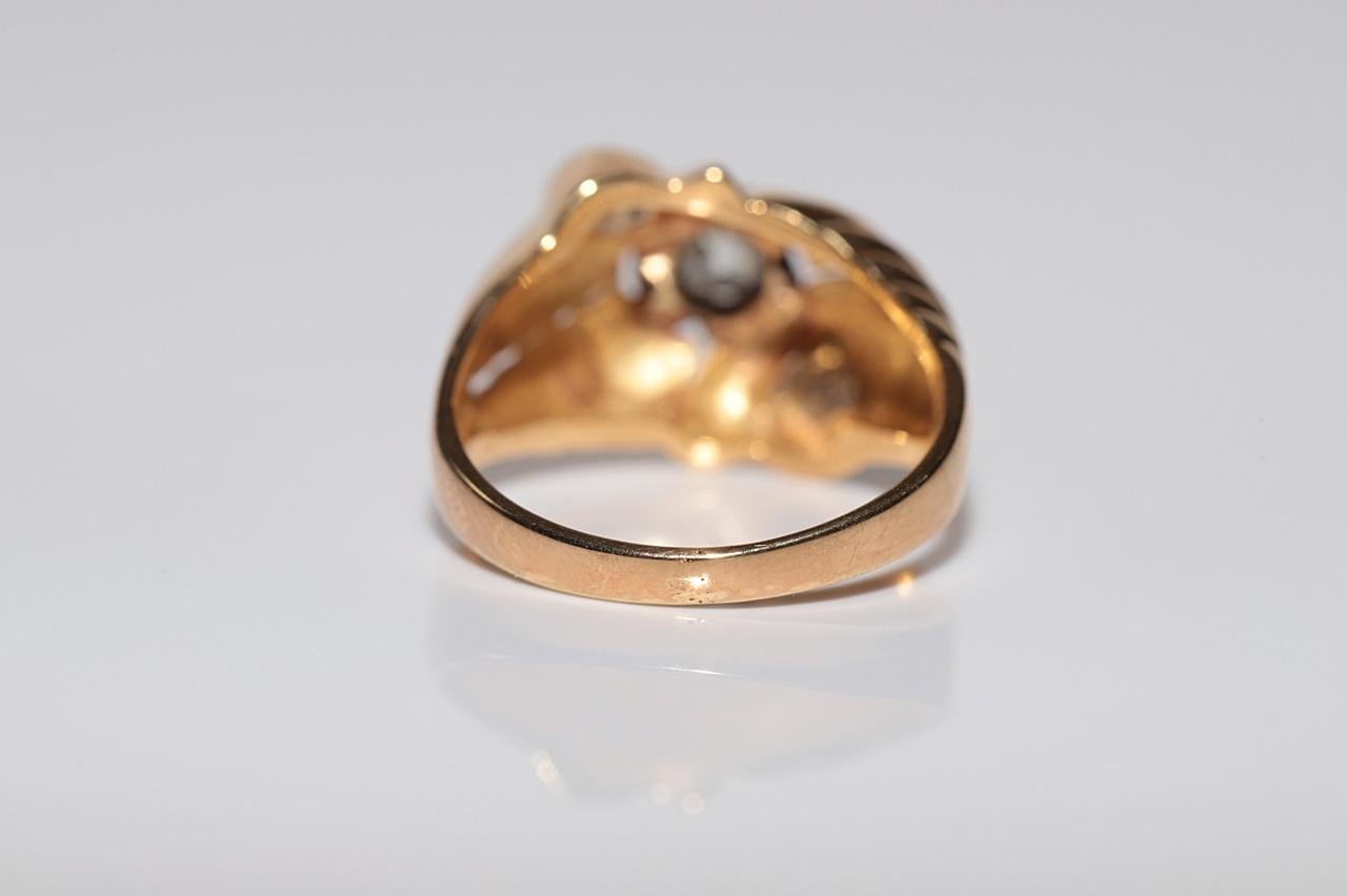 Anello antico CIRCA 1900 in oro 18 ct. con diamanti naturali taglio vecchio in vendita 2