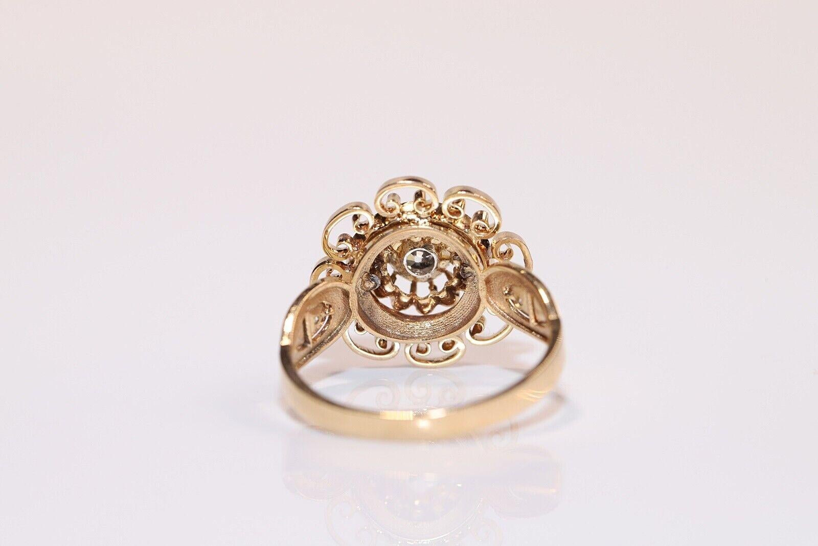 Antike, handgefertigte, um 1900, handgefertigt  18 Karat Gold Solitär-Ring mit natürlichem Diamant im Altschliff im Angebot 4