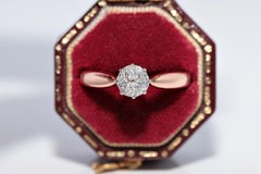 Antique Circa 1900s Handcrafted 18k Gold Natural Old Cut Diamond Solitaire Ring