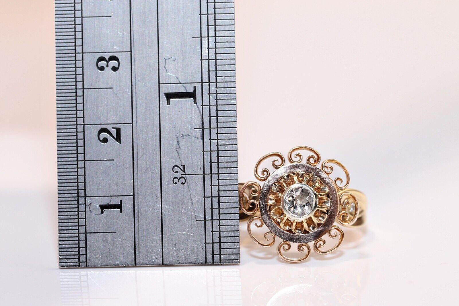Antike, handgefertigte, um 1900, handgefertigt  18 Karat Gold Solitär-Ring mit natürlichem Diamant im Altschliff im Zustand „Gut“ im Angebot in Fatih/İstanbul, 34