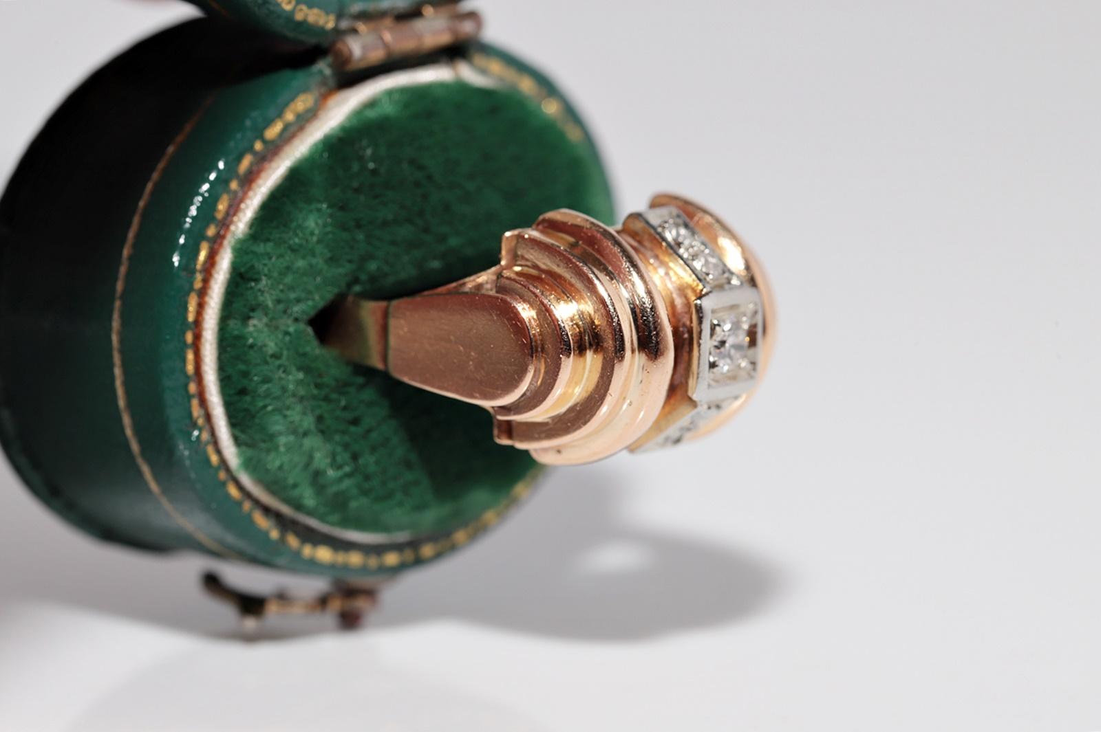 Vittoriano Antico anello decorato con diamanti naturali in oro rosa 18 ct. del 1900, fatto a mano. in vendita