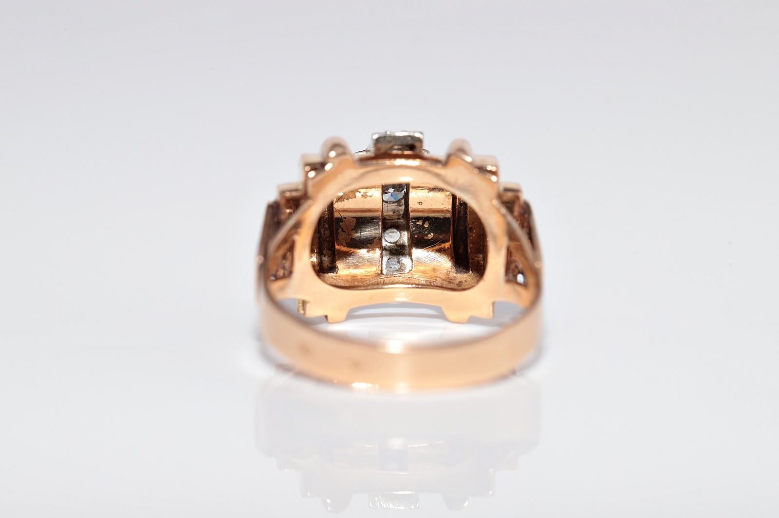 Antico anello decorato con diamanti naturali in oro rosa 18 ct. del 1900, fatto a mano. in vendita 1