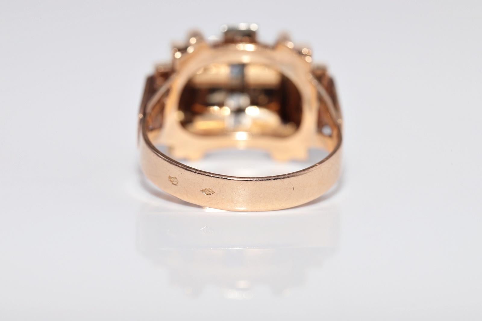 Antico anello decorato con diamanti naturali in oro rosa 18 ct. del 1900, fatto a mano. in vendita 2