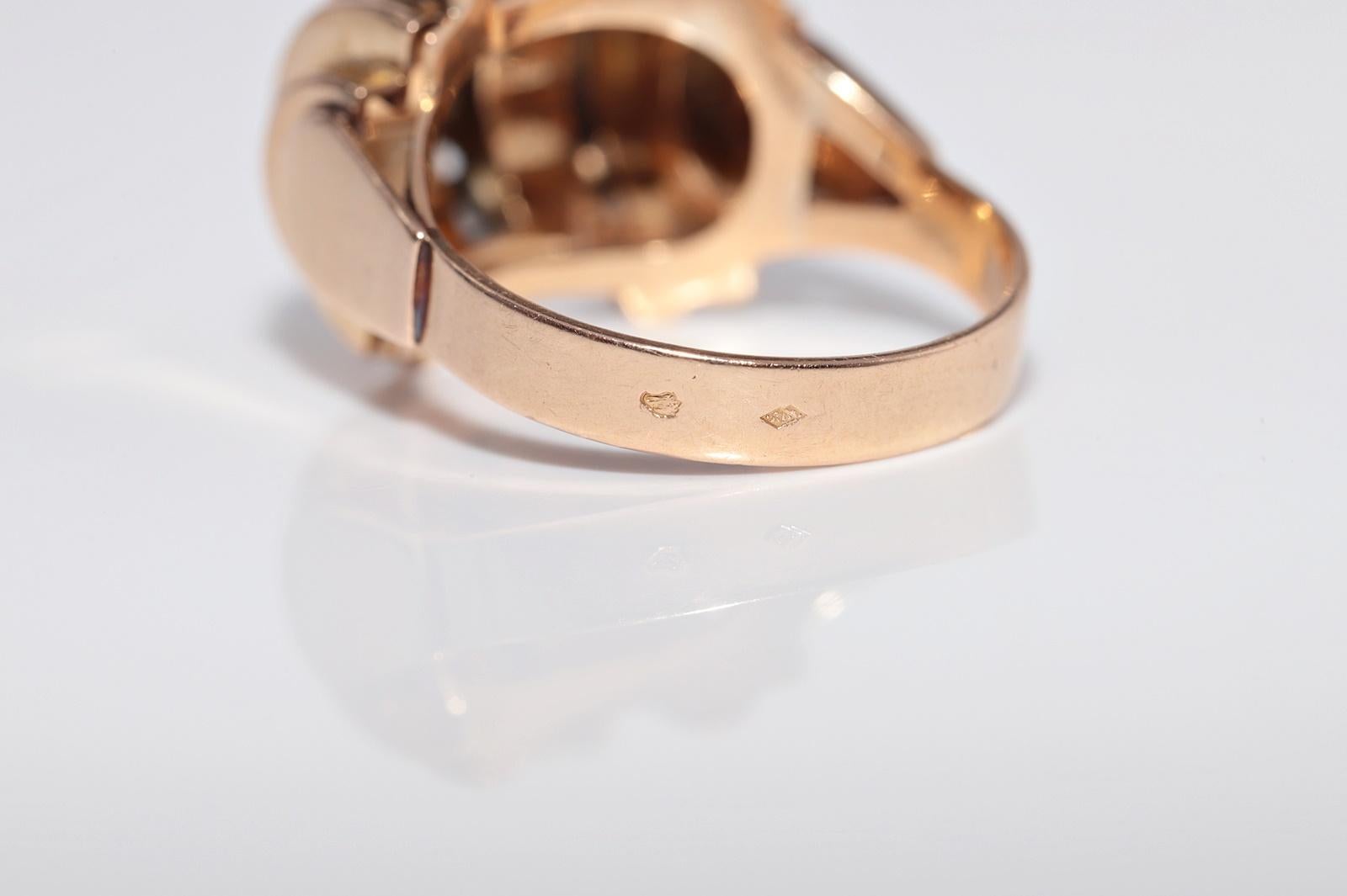 Antico anello decorato con diamanti naturali in oro rosa 18 ct. del 1900, fatto a mano. in vendita 3