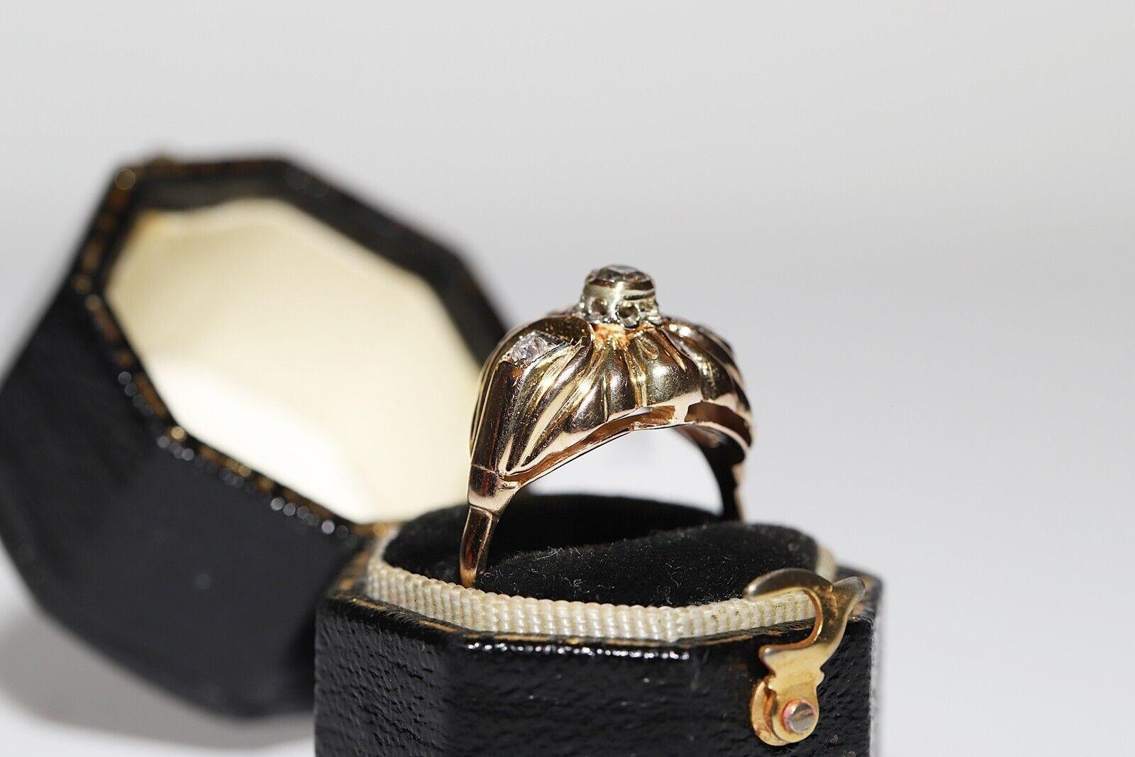 Antike CIRCA 1900s Handgefertigt  18k Gold Natürlicher Diamant verzierter Ring (Viktorianisch) im Angebot