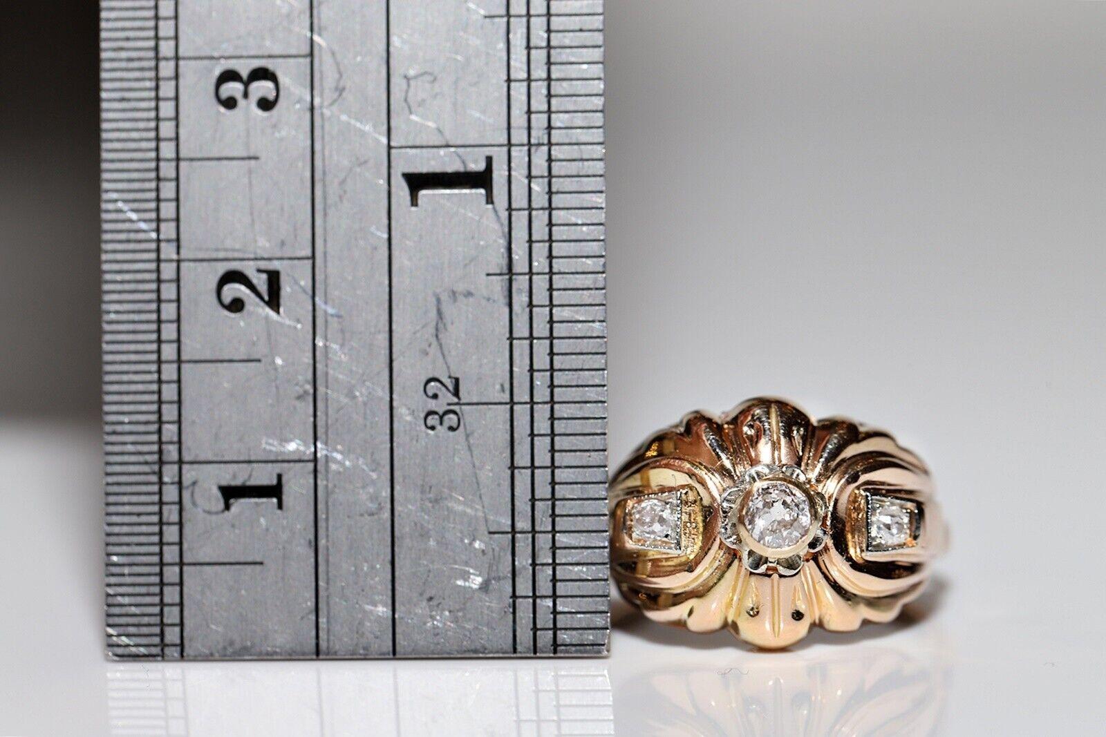 Antique Circa 1900s Handmade  18k gold Natural Diamond Decorated Ring In Good Condition For Sale In Fatih/İstanbul, 34