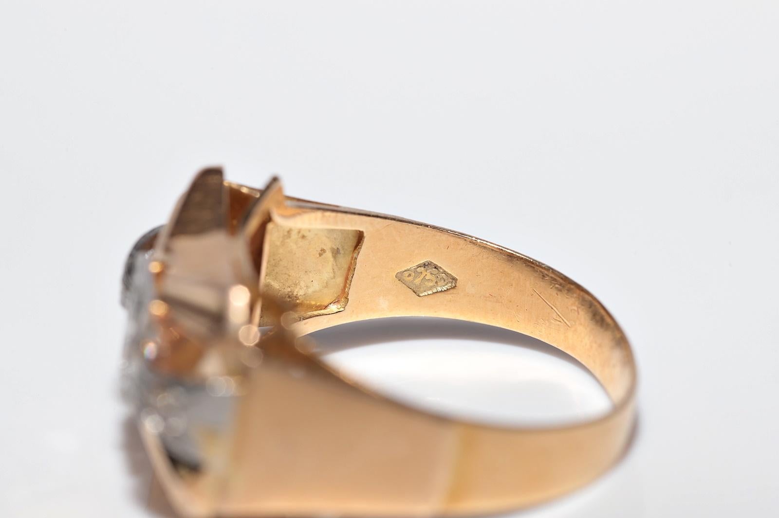 Antiker handgefertigter Diamantring aus 18 Karat Gold mit natürlichem Marquise-Schliff, um 1900 im Angebot 4