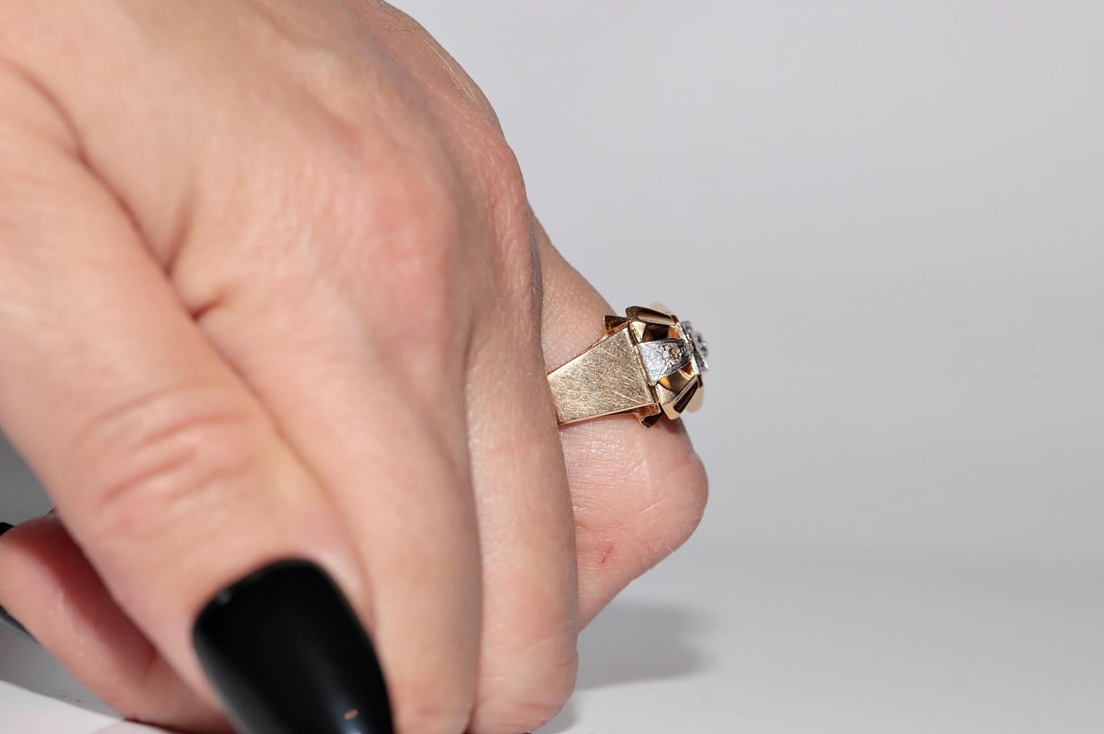 Antiker handgefertigter Diamantring aus 18 Karat Gold mit natürlichem Marquise-Schliff, um 1900 im Angebot 10