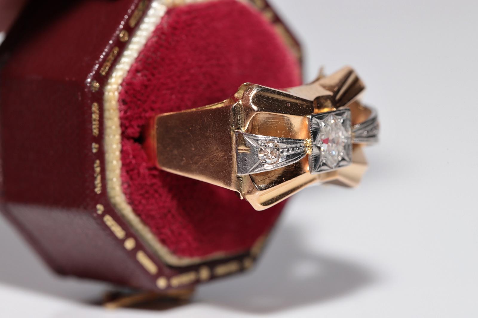 Antiker handgefertigter Diamantring aus 18 Karat Gold mit natürlichem Marquise-Schliff, um 1900 (Viktorianisch) im Angebot