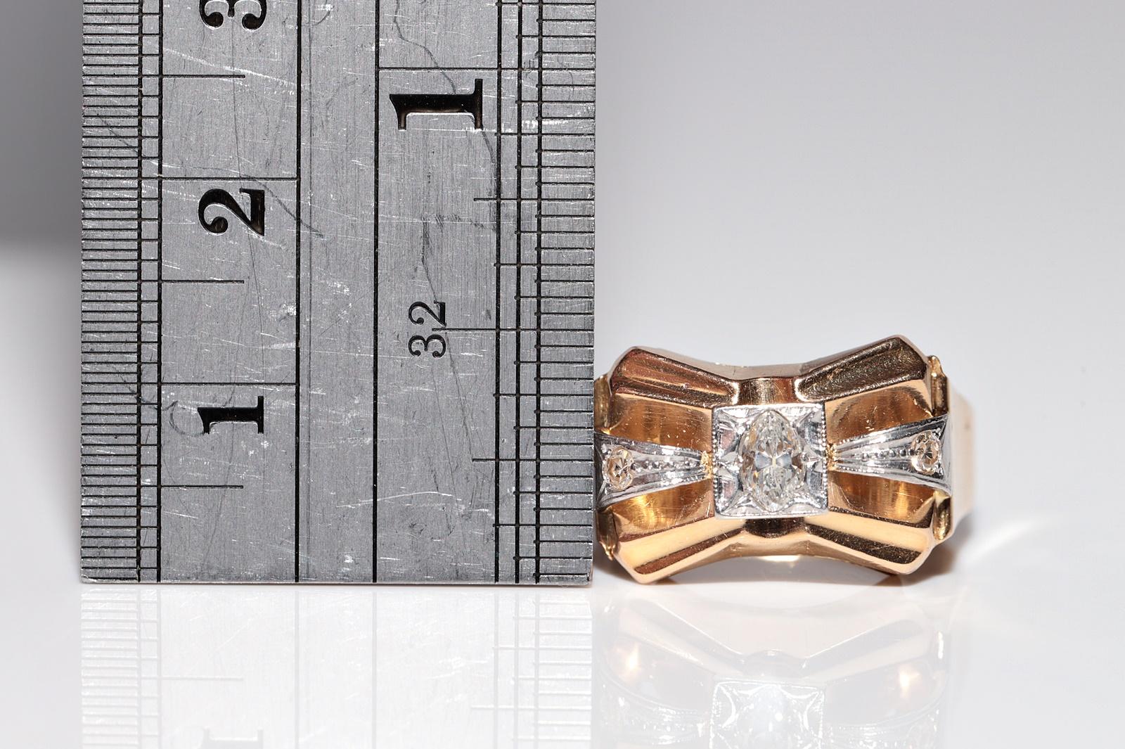 Antiker handgefertigter Diamantring aus 18 Karat Gold mit natürlichem Marquise-Schliff, um 1900 im Zustand „Gut“ im Angebot in Fatih/İstanbul, 34