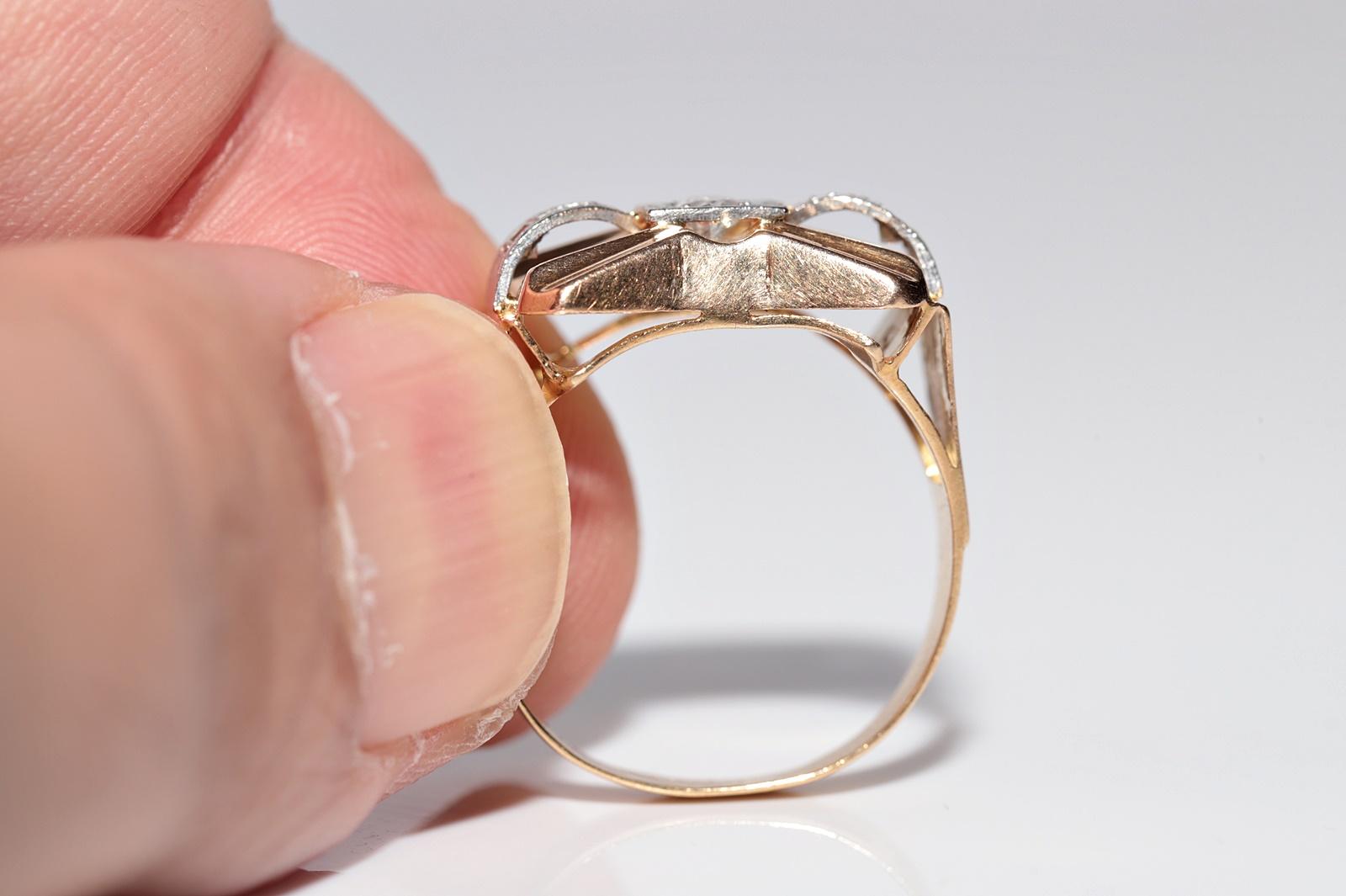 Antiker handgefertigter Diamantring aus 18 Karat Gold mit natürlichem Marquise-Schliff, um 1900 im Angebot 2