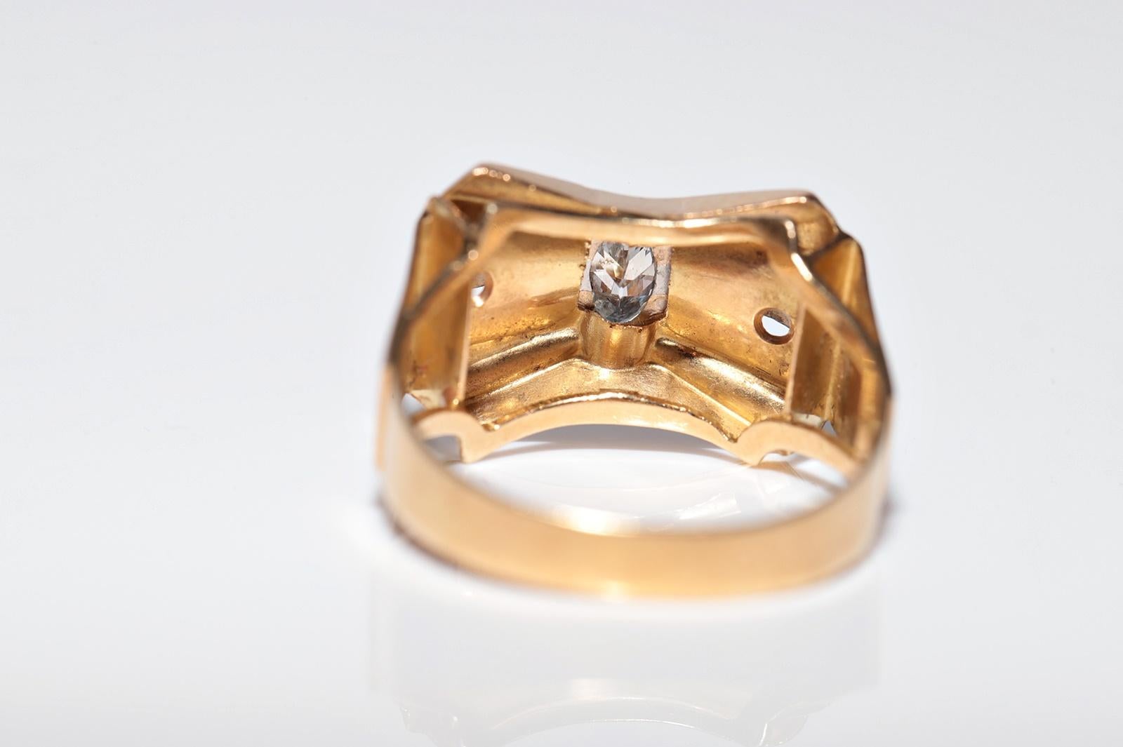 Antique Circa 1900s Handrafted 18k Gold Natural Marquise Cut Diamond Ring For Sale 4