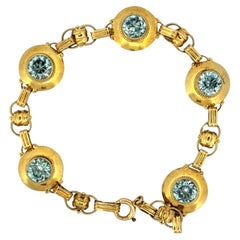 Antique circa 1900s Light Blue Zircon Bracelet in 14K Yellow Gold