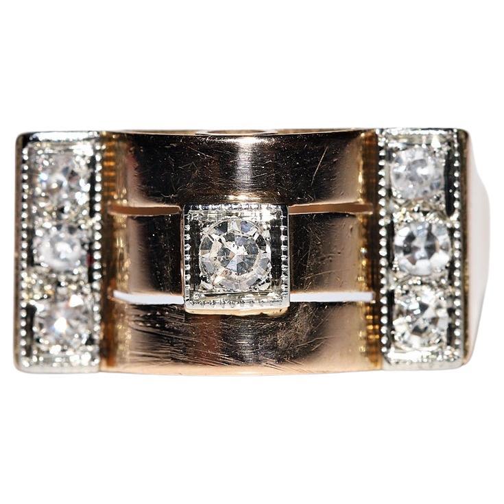 Antique Circa 1900s 18k Gold Natural Diamond Decorated Pretty Ring 