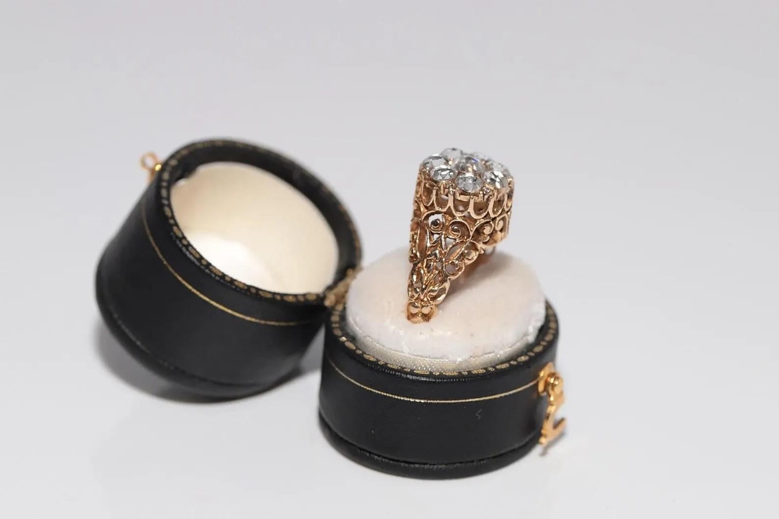 Bague ottomane ancienne des années 1900 en or 14 carats décorée de diamants naturels Pour femmes en vente