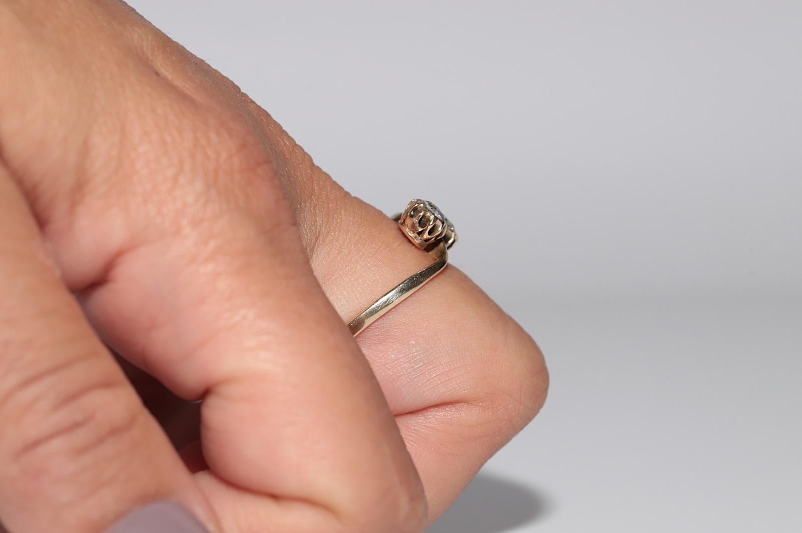 Bague ottomane ancienne des années 1900 en or 14 carats décorée de diamants naturels taille rose en vente 8