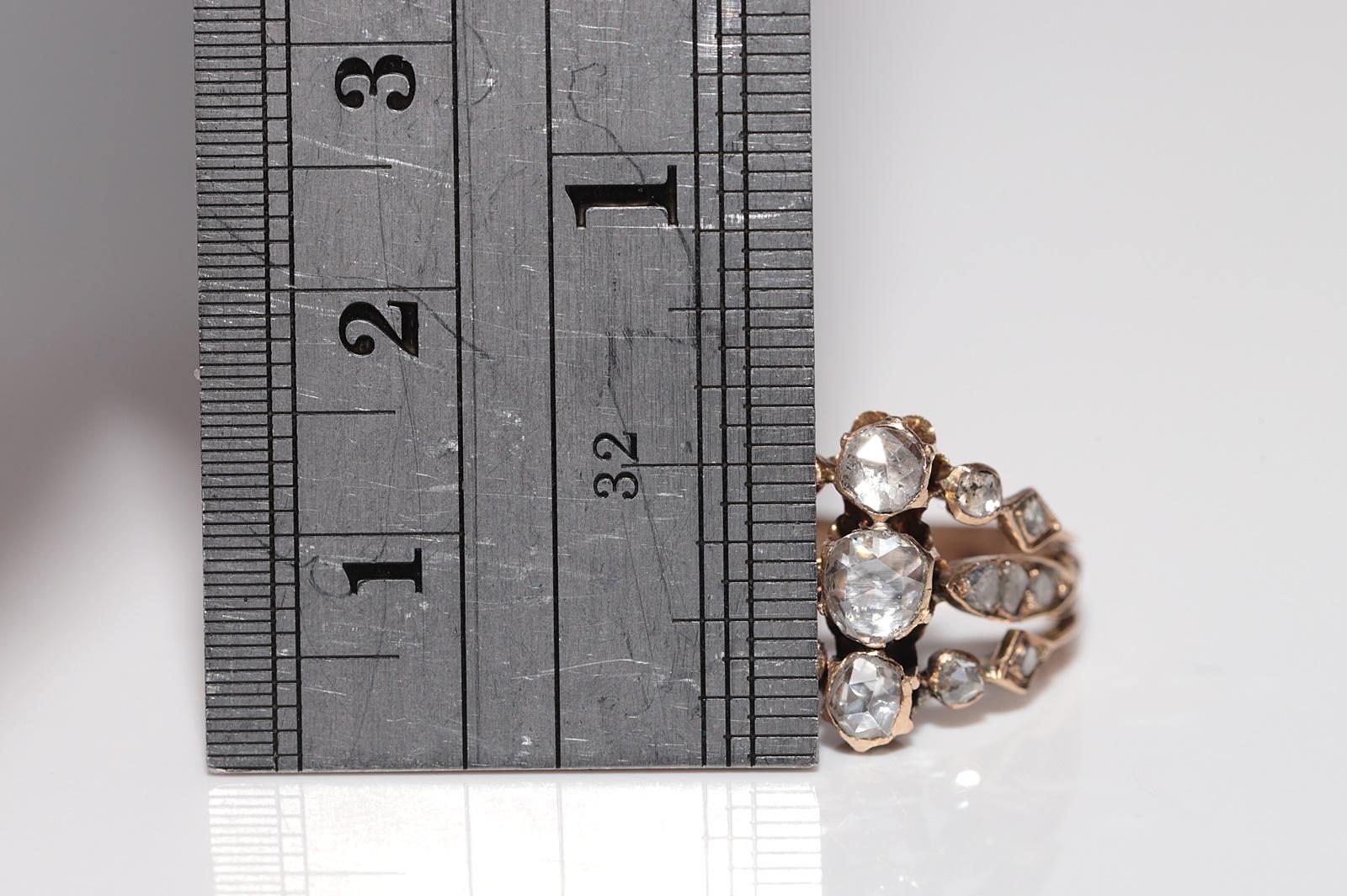 Bague ottomane ancienne des années 1900 en or 14 carats décorée de diamants naturels taille rose en vente 8