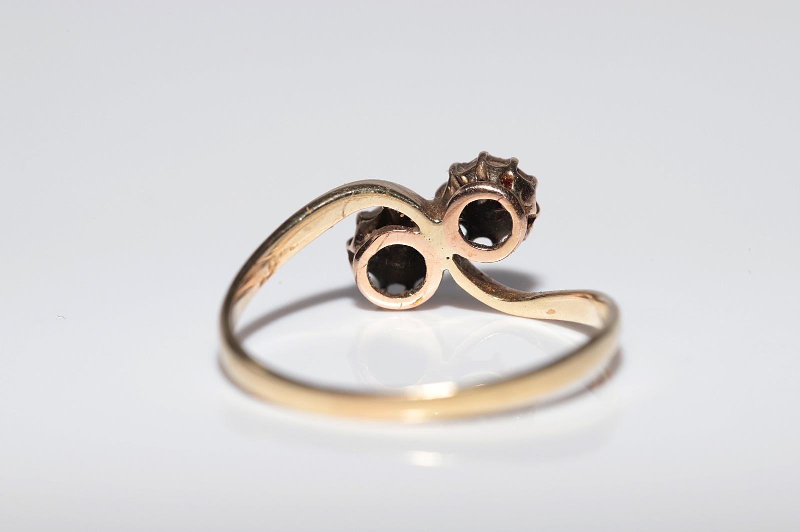 Bague ottomane ancienne des années 1900 en or 14 carats décorée de diamants naturels taille rose Pour femmes en vente