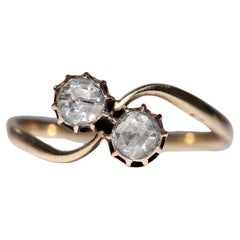 Antiker Ottomane 14k Gold Natürlicher Rosenschliff Diamant Dekorierter Ring, um 1900er Jahre