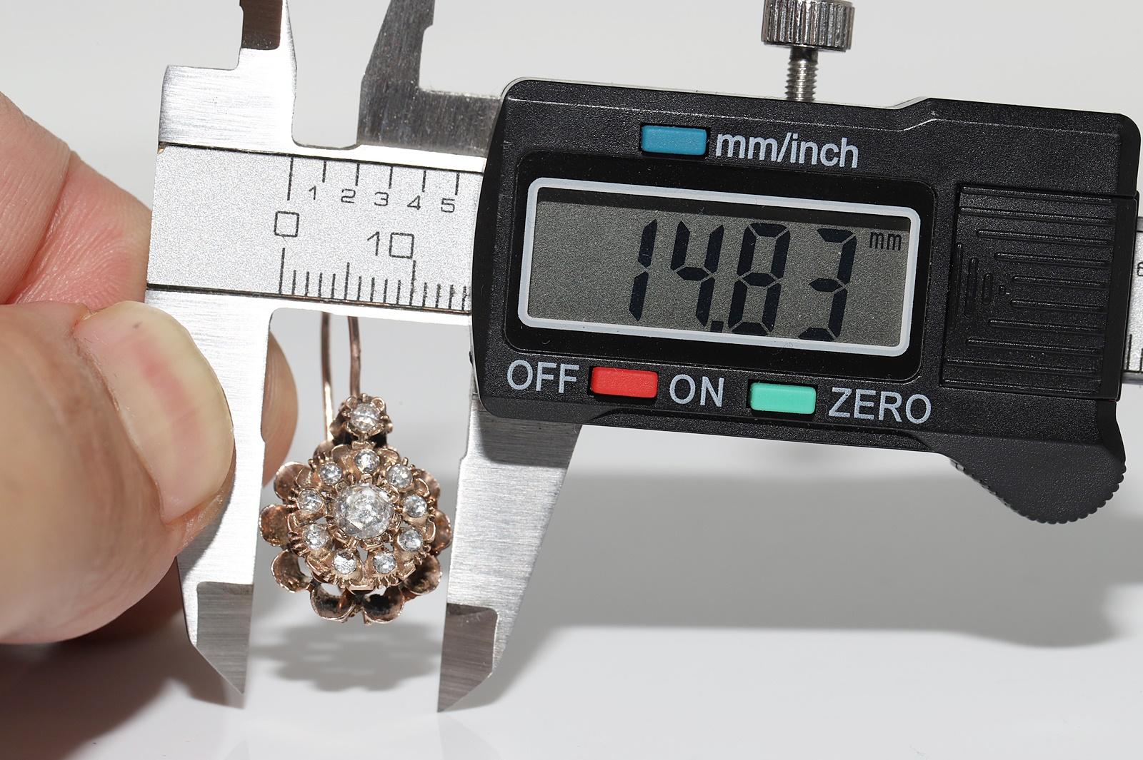 Antiker Ottomane 8k Gold Natürlicher Rosenschliff Diamant Dekorierter Ohrring, um 1900er Jahre im Angebot 4