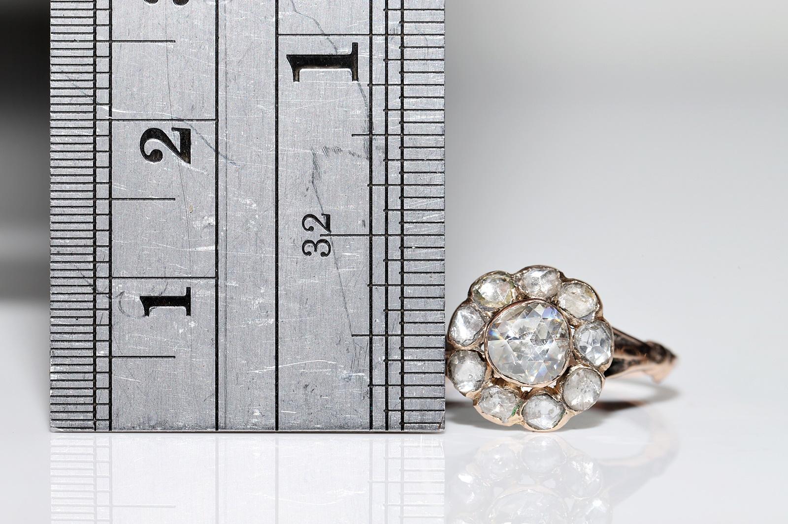 Antique Circa 1900s Ottoman 8k Gold Natural Rose Cut Diamond Decorated Ring In Good Condition In Fatih/İstanbul, 34