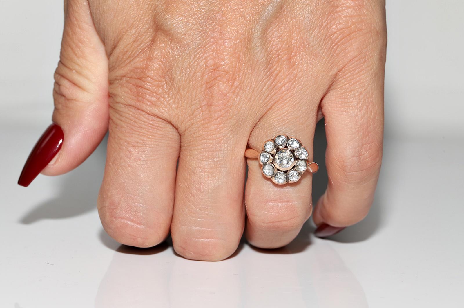 Antique Circa 1900s Ottoman 8k Gold Natural Rose Cut Diamond Decorated Ring In Good Condition For Sale In Fatih/İstanbul, 34