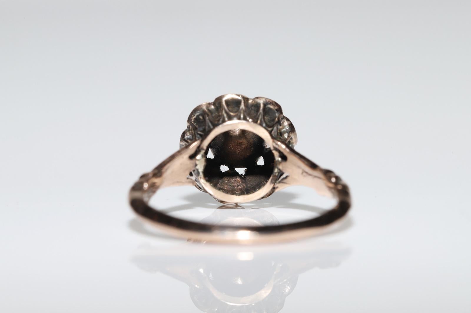 Antique Circa 1900s Ottoman 8k Gold Natural Rose Cut Diamond Decorated Ring 2