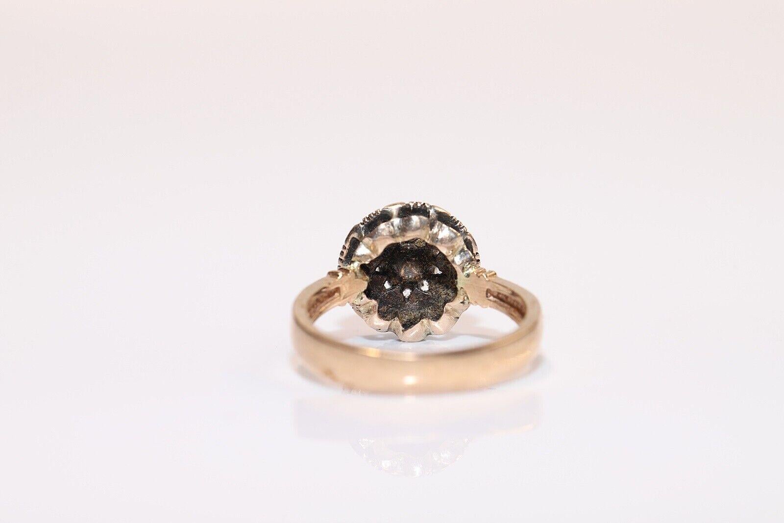 Antique Circa 1900s Ottoman  8k Gold Natural Rose Cut Diamond Decorated Ring For Sale 3