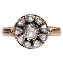 Antike CIRCA 1900s Ottomane  8k Gold Natürliche Rose Cut Diamond dekoriert Ring
