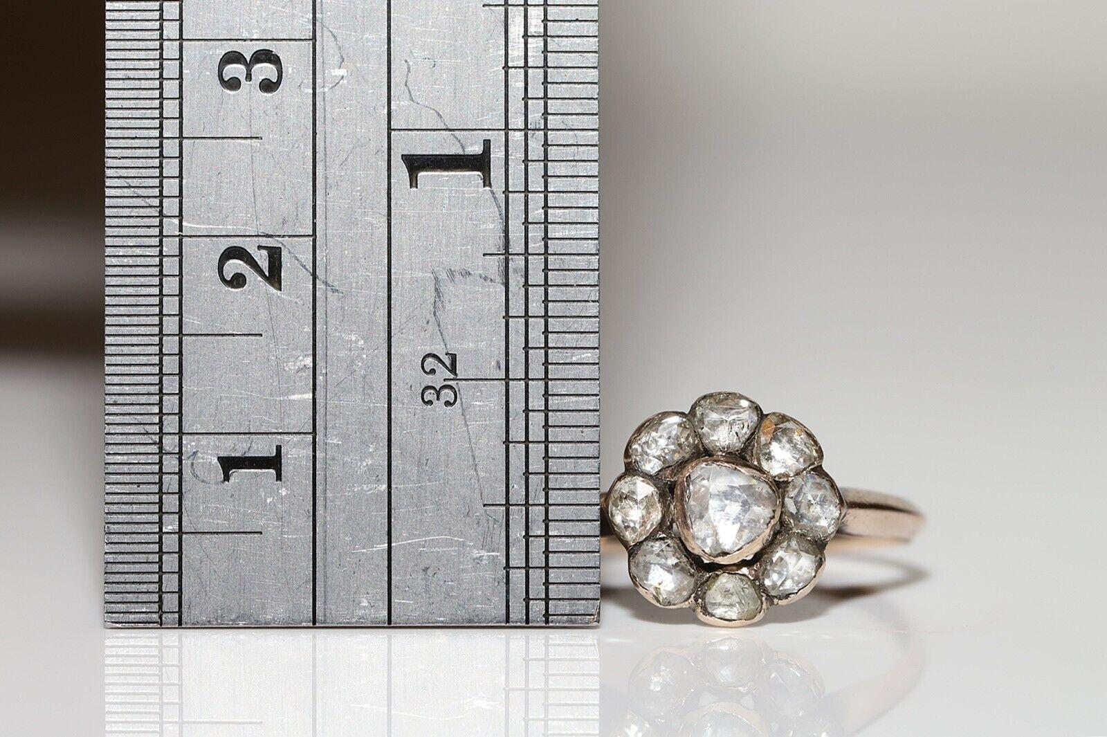 Antiker Ottomane 8k Gold Natürlicher Diamant-Diamant-Ring im Rosenschliff, um 1900er Jahre 5
