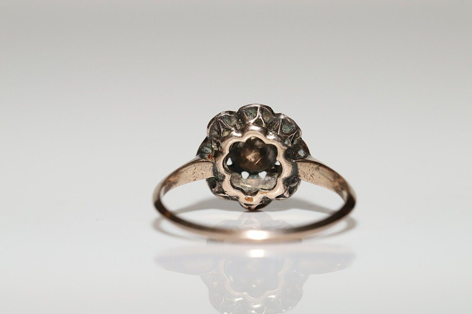 Antique Circa 1900s Ottoman 8k Gold Natural Rose Cut Diamond Diamond Ring  For Sale 1